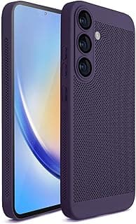 جراب لسامسونج Galaxy A56 مع تشتيت حراري وحماية مدمجة لعدسة الكاميرا، تصميم نحيف ومسامي للتبريد، غطاء خلفي صلب PC مقاوم للصدمات وبصمات الأصابع (بنفسجي)