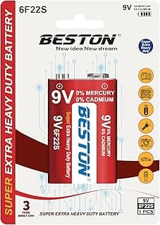 بطارية BESTON 6F22S Super Extra Heavy Duty 9 فولت (كارت)
