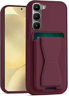 جراب محفظة جلد متوافق مع Infinix Hot 60 5G/Hot 60i، غطاء خلفي جلد مع إطار TPU، جراب حماية ضد الصدمات مع حامل كروت (أحمر نبيذي)