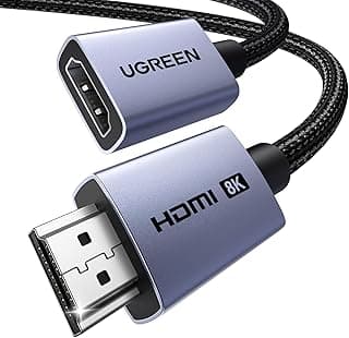 يوجرين محول كيبل وصلة HDMI 2.1 ذكر الى انثى، 8K@60Hz/4K@144Hz/2K@240Hz/1080P@240Hz/240Hz/متوافق مع فاير ستيك وشاومي ستيك وروكو وPS5 والتلفزيون ومشغل بلوراي 0.15 متر