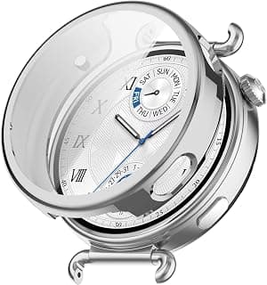 جراب Dl3 Mobilak لساعة هواوي GT6 مقاس 41mm إصدار 2025، مع حماية للشاشة، غطاء حماية HD، سيليكون ناعم (فضي)