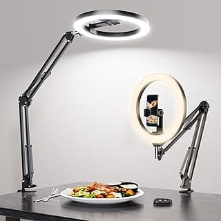 LUXSURE Overhead Tripod Mobile Phone with Ring Light for Kitchen & Food Videos - Ring Light with Tripod for Table | Ring Lights for Kitchen, Baking, Recipe Shooting, Video Recording, Live Stream