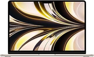 لاب توب ابل ماك بوك اير 2022 مع شريحة M2: شاشة ريتينا سائل 13.6 بوصة، ذاكرة RAM 8 جيجابايت، سعة تخزين SSD 256 1080 بيكسل، كاميرا HD لفيس تايم يعمل ايفون وايباد؛ ستارلايت؛ لغة انجليزية