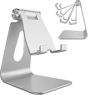 Adjustable Cell Phone Stand, Phone Stand, Cradle, Dock, Holder, Aluminum Desktop Stand Compatible with Phone Xs Max Xr 8 7 6 6s Plus SE Charging, Accessories Desk,All Mobile Phones-Silver