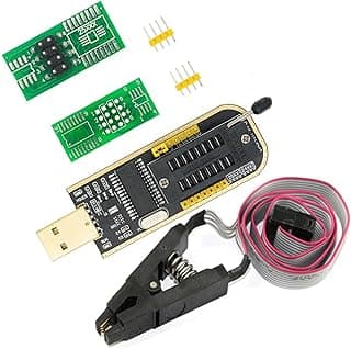 أداة برمجة ومسح وقراءة شرائح الذاكرة بمنفذ USB موديل CH341A من سلسلة 24/25، وحدة فلاش مع مشبك اختبار SOIC8/SOP8، محول فيشة مشابك IC، يدعم برمجة وحدة BIOS