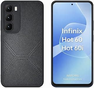 جراب جلد لهاتف Infinix Hot 60 / Hot 60i، غطاء خلفي من جلد PU، ممتص صدمات TPU، حماية من الخدوش، حماية للكاميرا - لون أسود