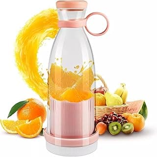 USB Charging Electric Portable Blender Cup - Mini Juicer for Shakes and Smoothies - 420ml Capacity - 6 Sharp Blades for Fast Mixing (Pink)