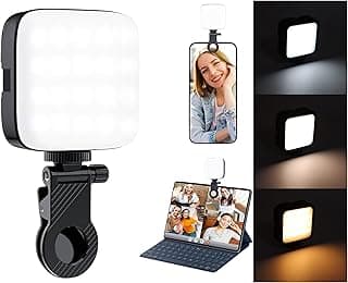 Selfie Fill Light, LED Camera Light, Photography Lighting Rechargeable 2700-6500K Portable Clip on for Tablet/Laptop/TikTok/Video/Desktop Filming/Studio Shooting (AY 49 Clip)