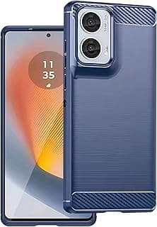 Carbon Fiber Anti Fingerprint Antishock TPU Case compatible with Motorola G35 /Moto G35 cover (Blue, Motorola G35)