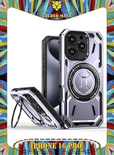 GOLDEN MASK For iPhone 16 Pro Armored II Series Mag-Safe Magnetic Holder Phone Case (Purple)