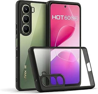 جراب متوافق مع انفنكس Hot 60 5G/Hot 60i شفاف، مضاد للصدمات بمعايير عسكرية، مضاد للاصفرار، غطاء حماية نحيف مع حماية للكاميرا - أسود