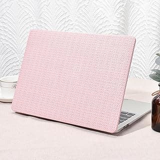 Case Compatible with MacBook Air 13.6 inch Case M4 M3 M2 2025 2024-2022 Release A3240 A2681 A3113,Elegant Leather Plastic Leather Hard Shell Case&Keyboard Cover,Pink PVC Grid No Logo Cutout
