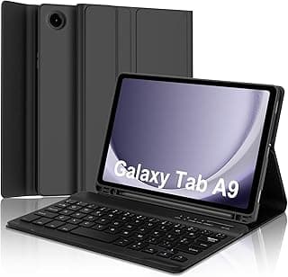 Case with Keyboard Samsung Galaxy Tab A9 8.7 Inch 2023, Samsung Tab A9 Keyboard (SM-X110/X115/X117), Detachable Spanish Bluetooth Keyboard Case for Samsung A9 8.7 Inches, Black