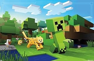 بوستر حائط Minecraft - Ocelot Chase من Trends International، مقاس 14.72 بوصة × 22.37 بوصة، نسخة مميزة بدون إطار