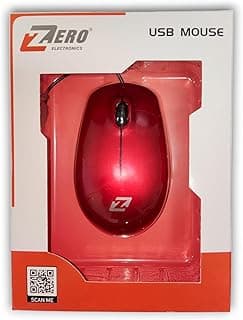 ماوس زيرو كومفورت بسلك USB و3 أزرار بدقة 1000DPI سهل التوصيل والتشغيل وعالي الأداء لسطح المكتب والكمبيوتر واللاب توب وويندوز/ ماك (ZR-225، أحمر)