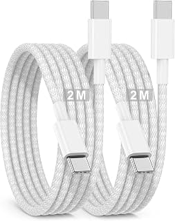 USB C to USB C Cable 2 m, 2 Pack 2 m Long iPhone 16 15 USB C Charging Cable, Type C to Type C Fast Charging Cable 60 W for Apple iPhone 16/16 Plus/16 Pro/16 Pro Max/15/15 Plus/15 Pro/15 Pro Max/iPad