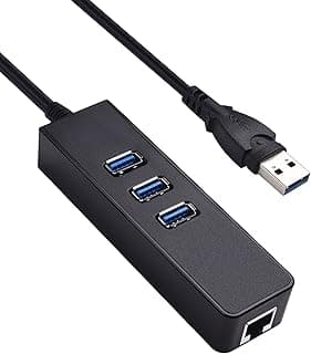 موزع (USB) بثلاثة منافذ من اويوي مع محول إيثرنت "RJ45" بسرعة 10/100/1000 ميجابت/الثانية، ومحول شبكة محلية لأجهزة ماك بوك، ماك برو/ميني، آي ماك، إتش بي، لينوفو، ديل، سيرفس برو، ويندوز إكس بي، 7، 8