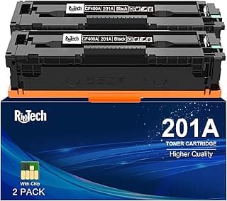 خراطيش حبر أسود 201A، متوافقة مع طابعة اتش بي 201A 201X/CF400A /CF400X، وطابعة اتش بي ليزر جيت برو MFP M277dw تونر M252dw M277n/M252n/MFP M277c6، عبوة من قطعتين، من ريتو تيك