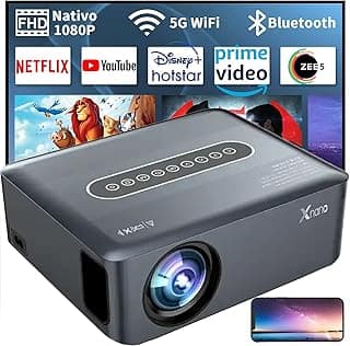 توبترو جهاز عرض X1S للمنزل يدعم 4K، جهاز عرض اصلي FHD 7500 لومن صوت دولبي اندرويد 5G واي فاي بلوتوث يوتيوب نتفليكس برايم فيديو هوتستار وتطبيقات اخرى محمول مع شنطة، رمادي