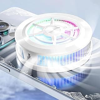 Mobile Phone Cooler, Mini USB Magnetic Gaming Fan, Semi-Conductor RGB Cooler for iPhone iPad (White)