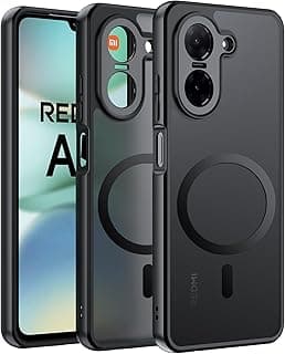 Magnetic Case for Xiaomi Redmi A5 4G with MagSafe, Anti-Fall Soft Silicone + Frosted Acrylic Case, Translucent Matte Black