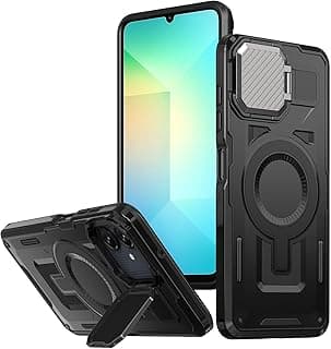 جراب متوافق مع سامسونج Galaxy A07 مع حماية للكاميرا، يدعم Mag-safe ومغناطيسي مع حامل (أسود)