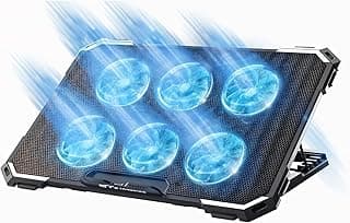 مبرد لابتوب ستاندرد ICE-06N مع 6 مراوح تبريد قوية، إضاءة LED جذابة، منفذي USB، وقابلية تعديل الارتفاع – تصميم مبتكر لأداء تبريد متميز