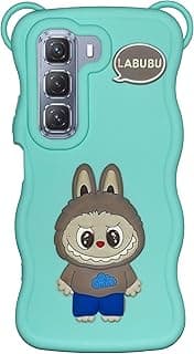 Bumper Shockproof Back Case for Infinix Hot 50 Case, TPU Silicone Cover Carton 3D Drop Protection, Non-Slip Airbag Design (Turquoise)