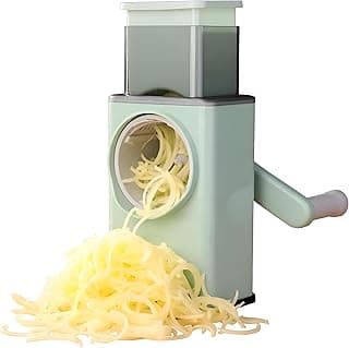 Manual Slicer - 3-in-1 Rotating Grater for Vegetables, Cheese, and Nuts, Includes 3 Interchangeable Blades, Ergonomic Handle for Comfort, Essential Tool for Quick and Safe Food Preparation Daily