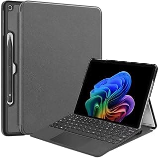 Ecosystem Case for Microsoft Surface Pro 12 Inch (2025), PU Leather Flip Stand with Hard PC Back Cover, Full Protection, Waterproof and Shockproof (Grey)