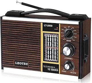 راديو ليوتيك FM/AM/MW1/MW2 - موديل LT. 2009 بتصميم خشبي كلاسيكي، بني