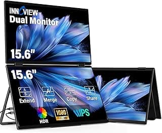 شاشة محمولة مزدوجة 15.6 بوصة IPS بدقة 1920x1080P FHD قابلة للطي مع سماعات مدمجة للابتوب