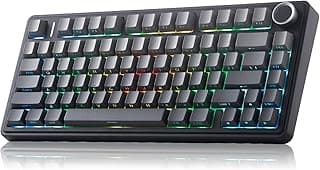x Aula F75 Pro Wireless Gaming Keyboard,75% Gasket Hot Swappable Custom Keyboard with Knob,RGB Backlit,Souding Reaper Switches Side Printed PBT Keycaps BT5.0/2.4GHz/USB-C Keyboards (Gradient Grey)