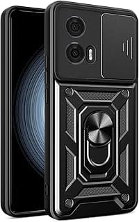 Case Cover Shock resistant UNBLACK Sliding CamShield TPU + PC with Ring Compatible with Moto Edge 50 Fusion (Black)