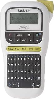 طابعة ملصقات بالنقل الحراري PT-H110 من براذر بدقة طباعة 180 × نقطة لكل بوصة أسود نقل حراري بسرعة 20 ملم - ثانية عرض شريط الورق 9 ارتفاع الطابعة 1.2 سم 3