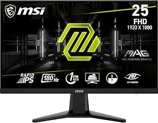 شاشة ألعاب 256F 24.5 بوصة FHD متوافق من ماج - لوحة IPS رابيد 1920 × 1080، 180 هرتز/ 1 مللي ثانية جي تي جي، تدرج لوني ار جي بي127%، تصميم بدون إطار، HDR جاهز - منفذ عرض 1.2a، HDMI 2.0b CEC من ام اس اي