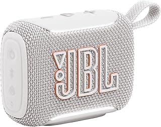 JBL مكبر صوت بلوتوث جو 5 محمول للغاية مع صوت JBL برو كبير وصوت جهوري قوي واقتران اير تاتش وتصميم مقاوم للماء ووقت تشغيل 10 ساعات، ابيض