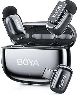 BOYA Mini 2 USB Type-C Wireless Lavalier Microphone for Andriod iPhone15/16/17, Ultra Mini Lapel Mics,100M,30Hrs Battery Life, Noise Reduction Clip On Mic for TikTok YouTube(Space Gray)