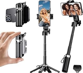 حامل ثلاثي للهاتف، عصا سيلفي Pocketflex صغيرة، حامل ثلاثي قابل للتمديد، حامل هاتف محمول قابل للطي ودوران 360 درجة مع ريموت لاسلكي