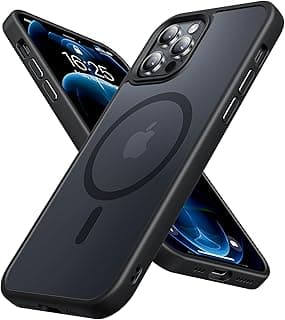Strong Magnetic for iPhone 12/12 Pro Case, Military Grade Drop Protection, Compatible with MagSafe, Shockproof Translucent Matte Hard Back Soft Slim Phone Protective Cover 6.1", Black