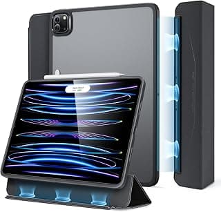جراب لجهاز ابل iPad Pro 11 (2022/2021)، (الجيل الرابع/الثالث)، غطاء مغناطيسي قابل للإزالة، جراب خلفي شديد التحمل، شحن لاسلكي لقلم 2، أسود
