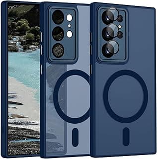 Magnetic case for Samsung Galaxy S26 Ultra, Full Camera Protection with lens, Compatible with wireless charging, Translucent Matte, Shockproof Case For samsung s26 ultra (Dark Blue)