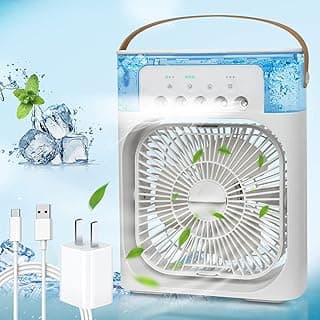 Air Conditioner Portable Cooling Fan, Mini Air Cooler, Portable Personal Mobile Cooler, Humidifier, 3 Speed Misting Fan USB Cooler Personal Fan, Strong Airflow Quiet Operation