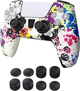Newseego Case for PS5 Controller, Water Transfer Printing Camouflage Soft Silicone Cover with 8 Pcs Thumb Grips, Protective Non-Slip Case for Playstation 5 DualSense Controller
