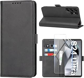 Mobile Phone Case for Samsung Galaxy S24 Ultra 5G Case with Screen Protector, Protective Case S24 Ultra PU Leather Wallet Card Slot Stand Camera Protection Flip Case Leather Cases Case Samsung S24