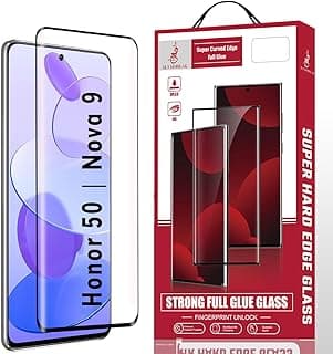 اسكرينة حماية لهاتف Honor 50 / هواوي Nova 9، زجاج مقوى HD فاخر، مقاوم للخدش، بدون فقاعات، صلابة 9H، تغطية كاملة