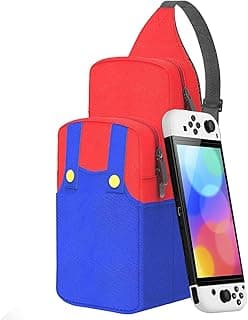 Cute Travel Bag for Nintendo Switch/Lite/OLED/Steam Deck, Small Sling Portable Waterproof Backpack Carrying Gaming Bag Case for NS SD (for Nintendo Switch/Lite/OLED/Steam Deck, Red and Blue)