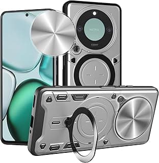 Case Cover Shock resistant UNBLACK Sliding CamShield TPU + PC CD Ring Compatible with Honor X9C Smart (Silver)