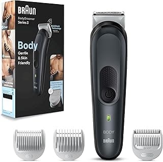 Body Groomer 3 Body Trimmer for Men with SkinShield Technology, Clog for Sensitive Areas, Hardwearing Metal Blade, Black/Grey – BG3340