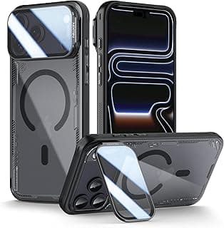 for iPhone 17 Pro Magnetic Case, Compatible with Magsafe, Never Yellow & Clear, Camera & Privacy Protection, Translucent Case with Adjustable Camera Kickstand, iPhone 17 Pro 6.3" Cover, Black